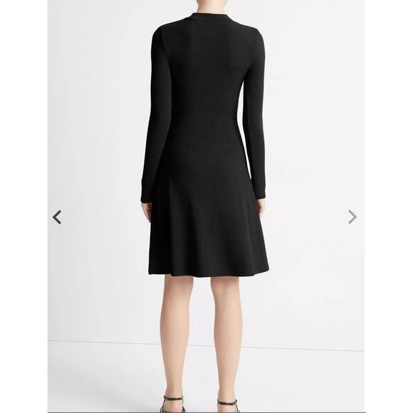 Vince Long Sleeve Mock Neck A Line Sweater Dress Black V878484146-001BLK XS NEW - Picture 7 of 9
